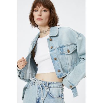 Jacheta crop relaxed fit de denim