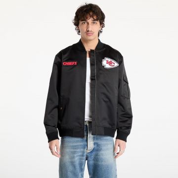 Jacheta Mitchell & Ness NFL Team Leader Satin Vintage Logo Chiefs Bomber Black