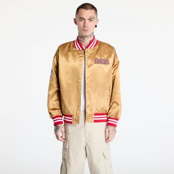 Bomber New Era San Francisco 49Ers NFL Beige Satin Bomber Jacket UNISEX Bronze/ Scarlet