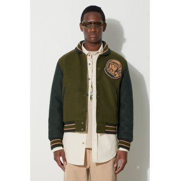 Billionaire Boys Club geacă bomber Astro Varsity bărbați, culoarea verde, de tranziție, oversize, B23402