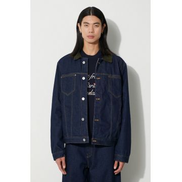 Drôle de Monsieur geacă din denim La Veste Jean Brut bărbați, culoarea bleumarin, de tranziție, oversized, C-JT137-CO084-NY