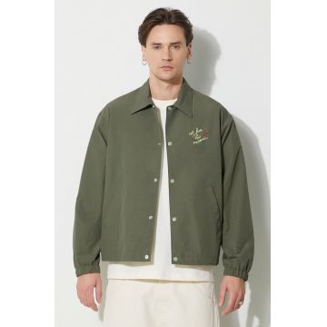 Drôle de Monsieur geacă La Veste Slogan Esquisse bărbați, culoarea verde, de tranziție, oversize, D-JT178-PL131-KK