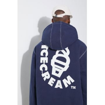 ICECREAM jacheta de bumbac Hooded Work culoarea albastru marin, de iarna, oversize, IC24104