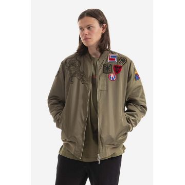 Maharishi geacă bomber cu două fețe bărbați, culoarea verde, de tranziție 8046.OLIVE-OLIVE