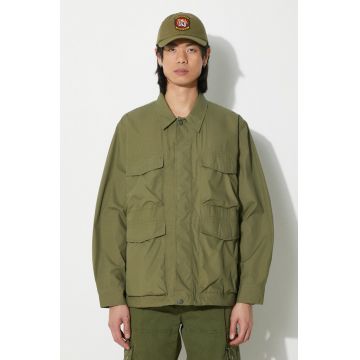 Universal Works geaca Parachute Field Jacket barbati, culoarea verde, de tranzitie, 30115.OLIVE