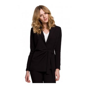 Blazer elegant Cu curea - Poliester - Elastan - Negru