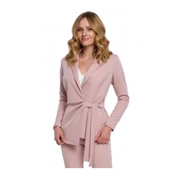 Blazer elegant Cu curea - Poliester - Elastan - Roz