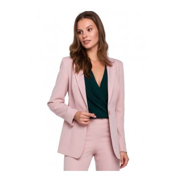 Blazer elegant Makeover - Cu nasture - Poliester - Elastan - Roz