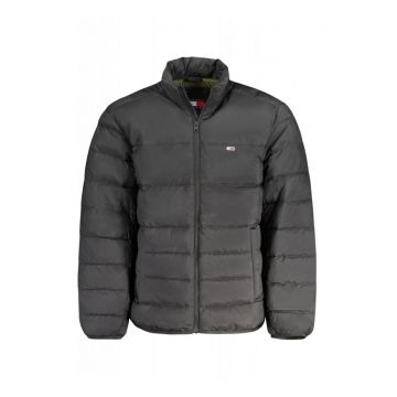 Geaca bomber barbati - cu 2 buzunare exterioare - fara gluga - logo - Negru