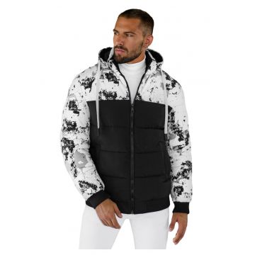 Geaca de iarna parka barbati alb-negru JS/31M5030/392Z