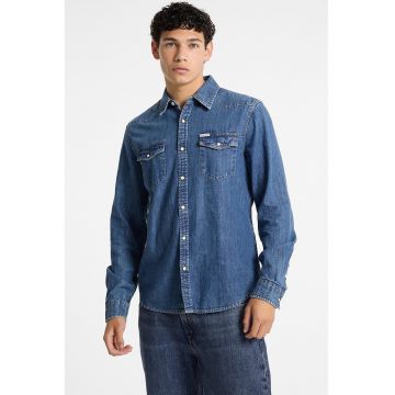 Jacheta slim fit cu capsa - de denim