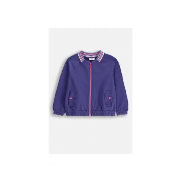 Jacheta bomber cu maneci raglan si fermoar - Indigo