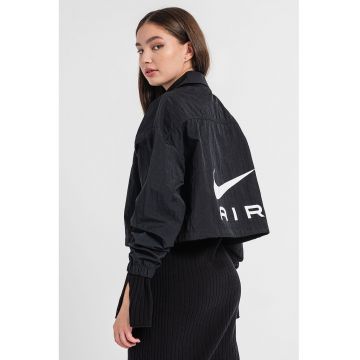 Jacheta crop supradimensionata cu imprimeu logo Jacheta crop supradimensionata cu imprimeu logo