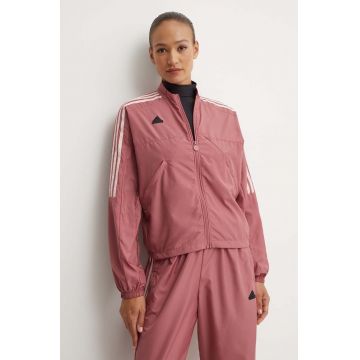 adidas geaca Tiro femei, culoarea roz, de tranzitie, oversize, JJ4663