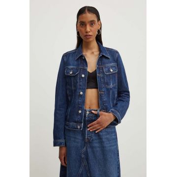 Diesel geaca jeans DE-BONNY femei, culoarea albastru marin, de tranzitie, A09970.09I27
