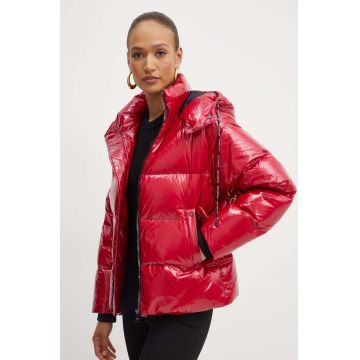 Karl Lagerfeld geaca de puf femei, culoarea rosu, de iarna, 245W1503