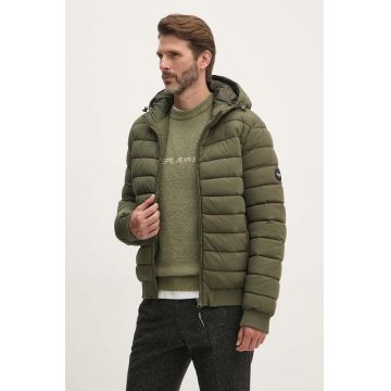 Pepe Jeans geaca TOMEK barbati, culoarea verde, de iarna, PM403026