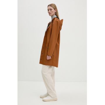 Rains geaca de ploaie Long Jacket W3 culoarea portocaliu, de tranzitie, 12020-63