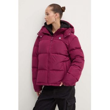 Tommy Jeans geaca de puf femei, culoarea violet, de iarna, oversize, DW0DW18610