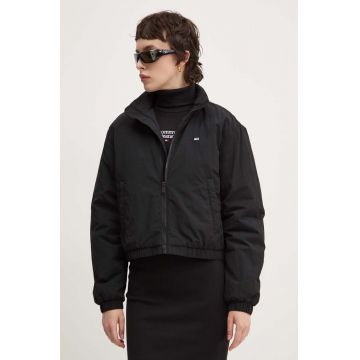 Tommy Jeans geaca femei, culoarea negru, de tranzitie, oversize, DW0DW19688