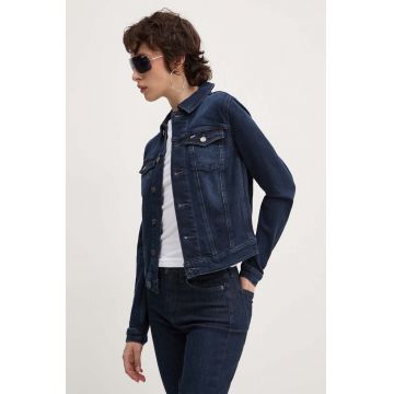 Tommy Jeans geaca jeans femei, culoarea albastru marin, de tranzitie, DW0DW18554