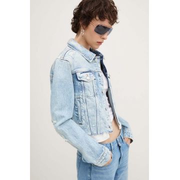 Tommy Jeans geaca jeans femei, de tranzitie, DW0DW18555