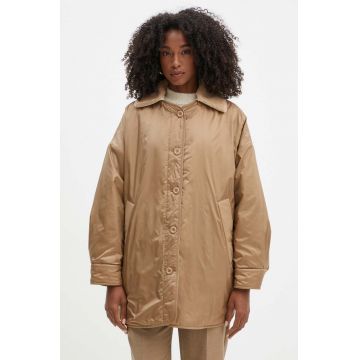 Weekend Max Mara geaca cu doua fete femei, culoarea bej, de tranzitie, oversize, 2425486011600