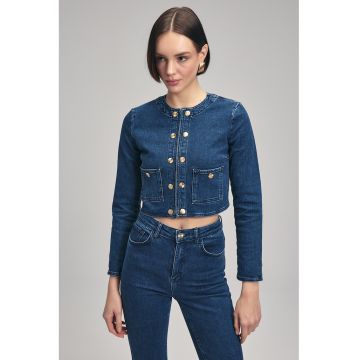 Jacheta crop de denim