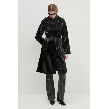 Rains geaca A-Line Longer W Jacket W3 femei, culoarea negru, de tranzitie, 12040-29