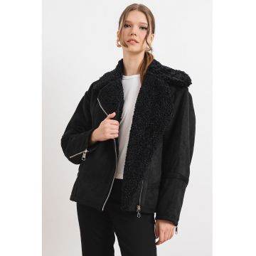 Jacheta cu garnituri de blana shearling sintetica Cheerlini