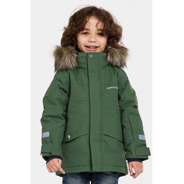 Didriksons BJÄRVEN KIDS PARKA culoarea verde, 505470