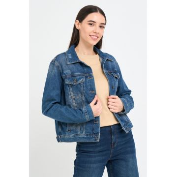 Jacheta dama din denim cu buzunare - Albastru -